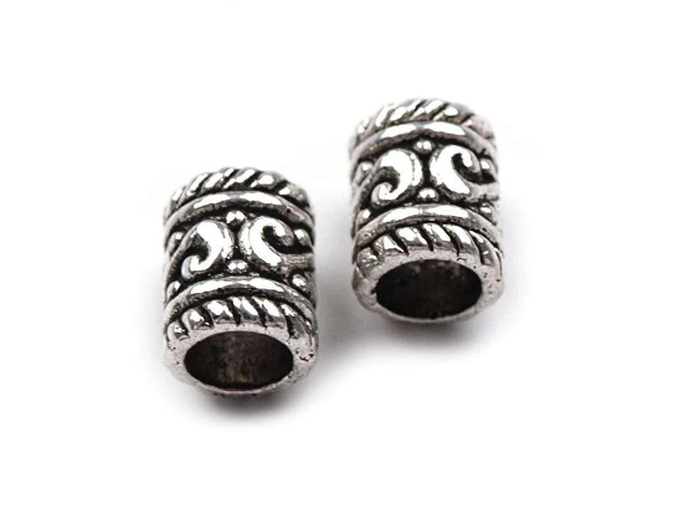Fém gyöngy, zsinór végződés 6x9 mm platina