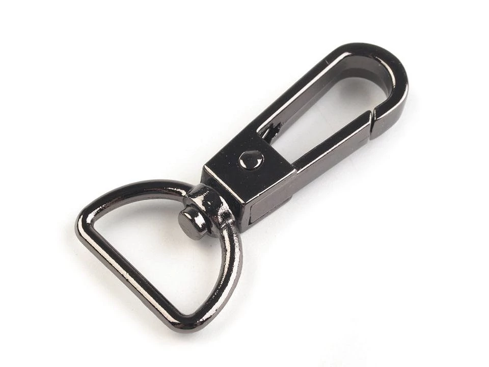 Fém karabiner bújtatóval, 20 mm - fekete nikkel