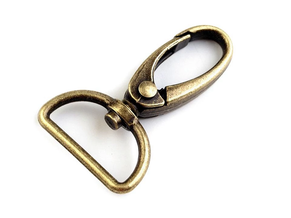 Fém karabiner bújtatóval 25 mm ósárgaréz