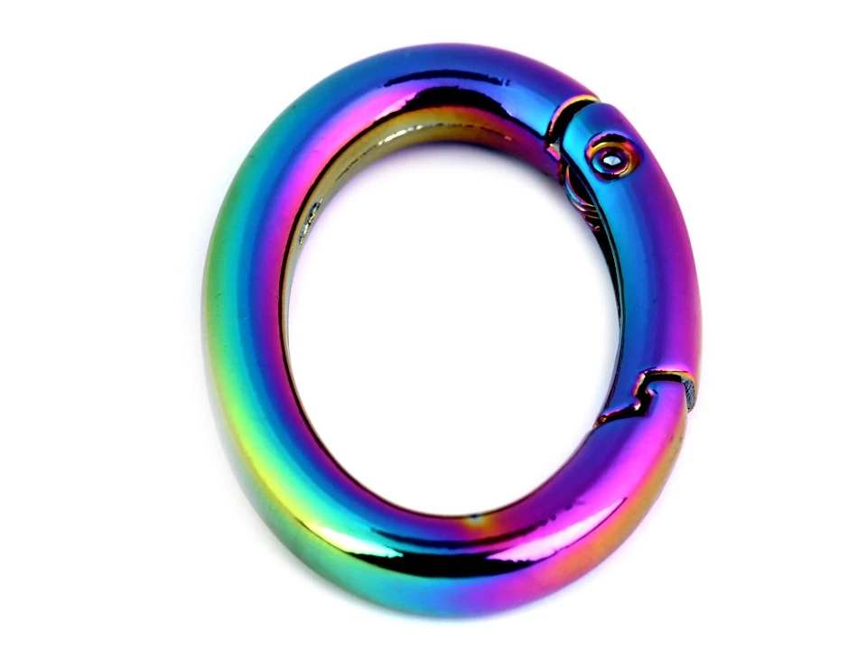 Ovális karabiner szivárványos - 28x39 mm