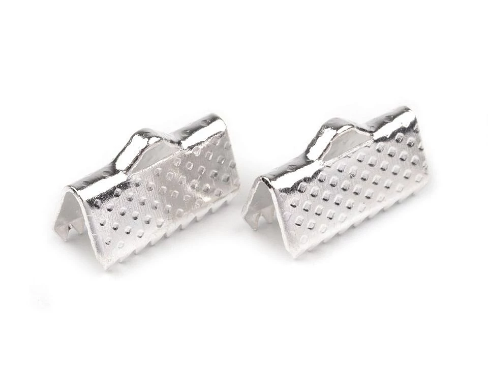 Zsinórvégződés 12 mm lapos - ezüst 10 db