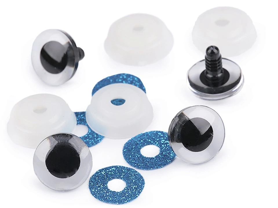 Biztonsági szem gliterrel 20 mm - kék