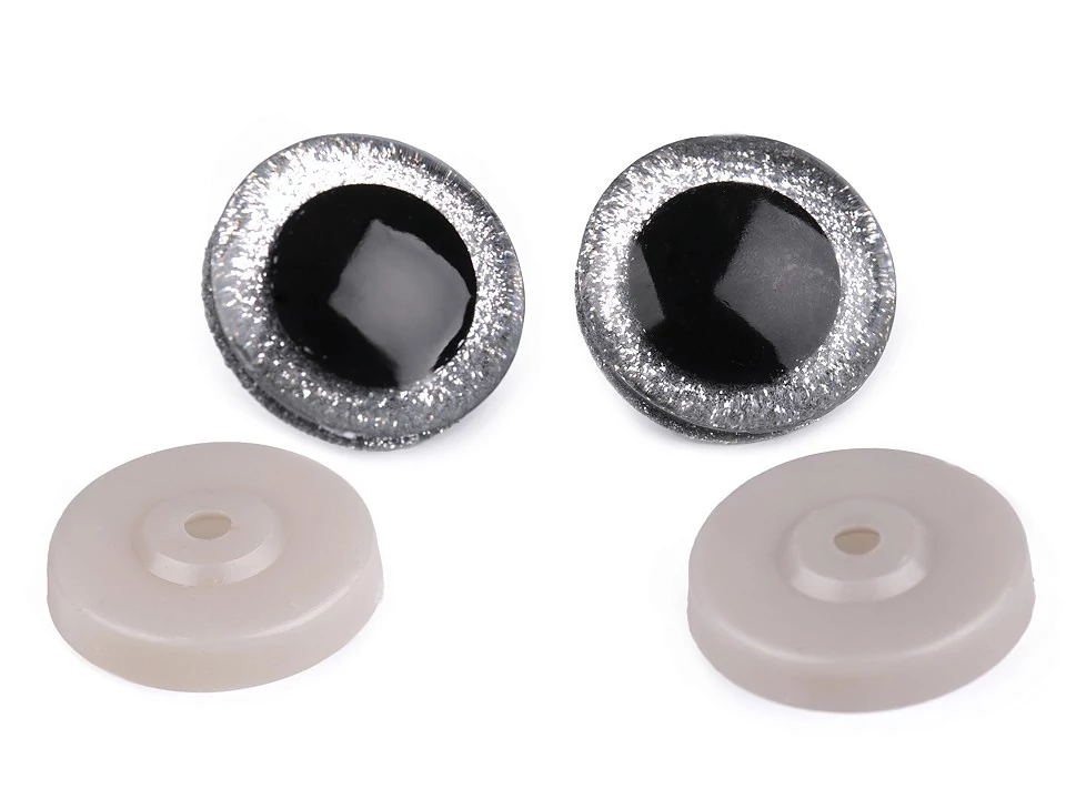 Biztonsági szem gliterrel 40 mm ezüst