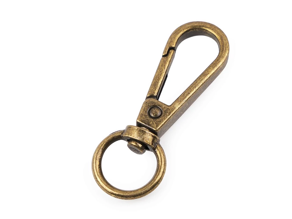 Fém karabiner bújtatóval 12 mm ósárgaréz