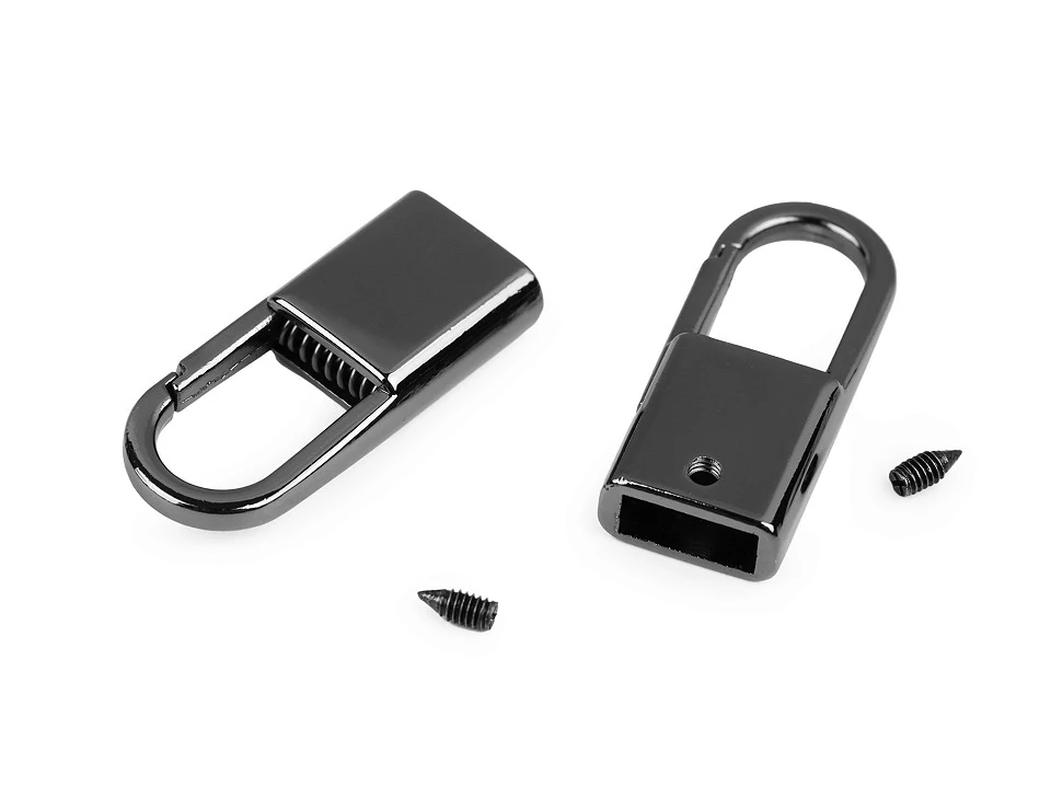 Lapos zsinórvég karabiner szélesség 9 mm - fekete nikkel