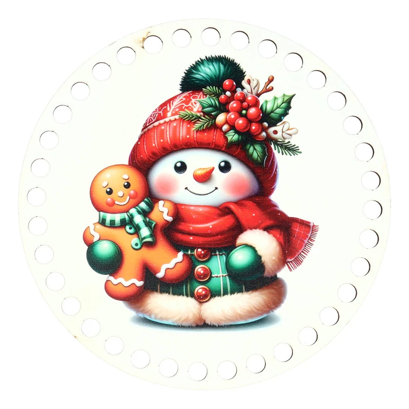 Hóember - Karácsonyi fa alapok - kör 15 cm