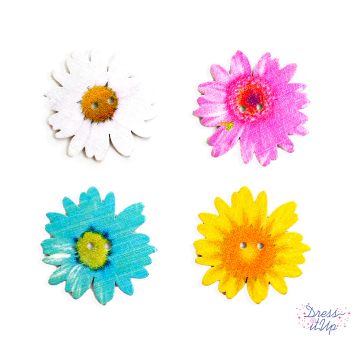 Dress it up – Large wood flower button