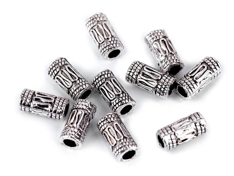 Fém gyöngy, zsinór végződés 5x10 mm fém 10 db