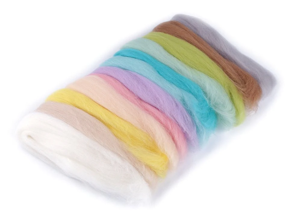 Fésült gyapjú nemezeléshez - 50 g - pasztel