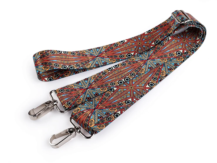 Textil crossbody táskafül karabinerrel  3,8 cm - Kaleidoszkóp