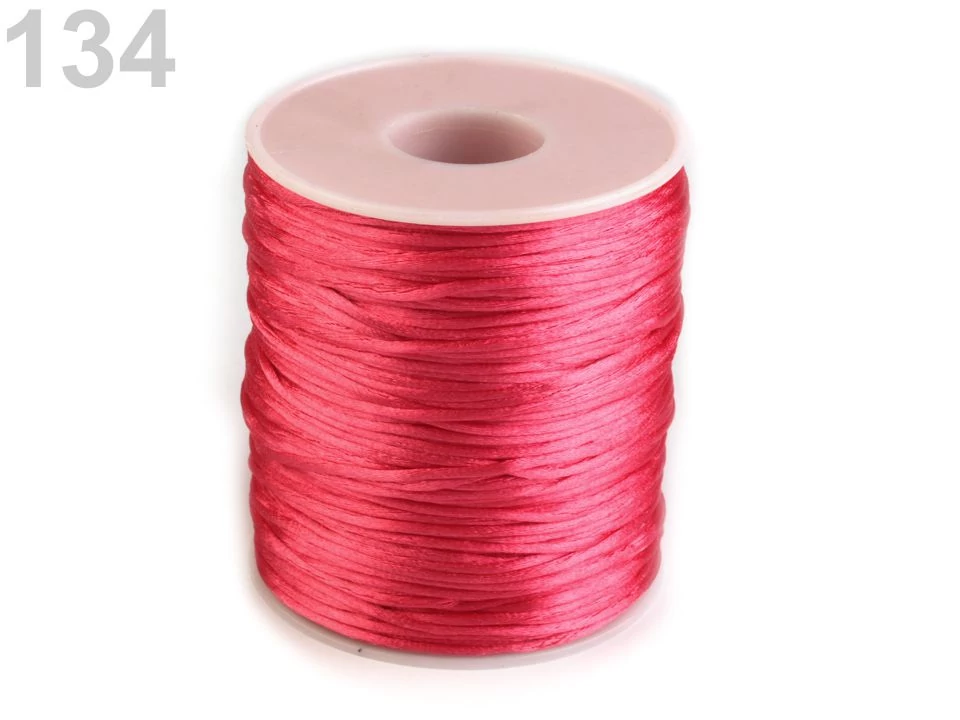 Szatén zsinór, patkányfarka 1 mm - magenta