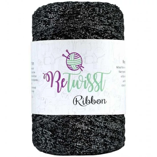 Retwisst CSILLOGÓ szalagfonal Ribbon - Fekete-ezüst