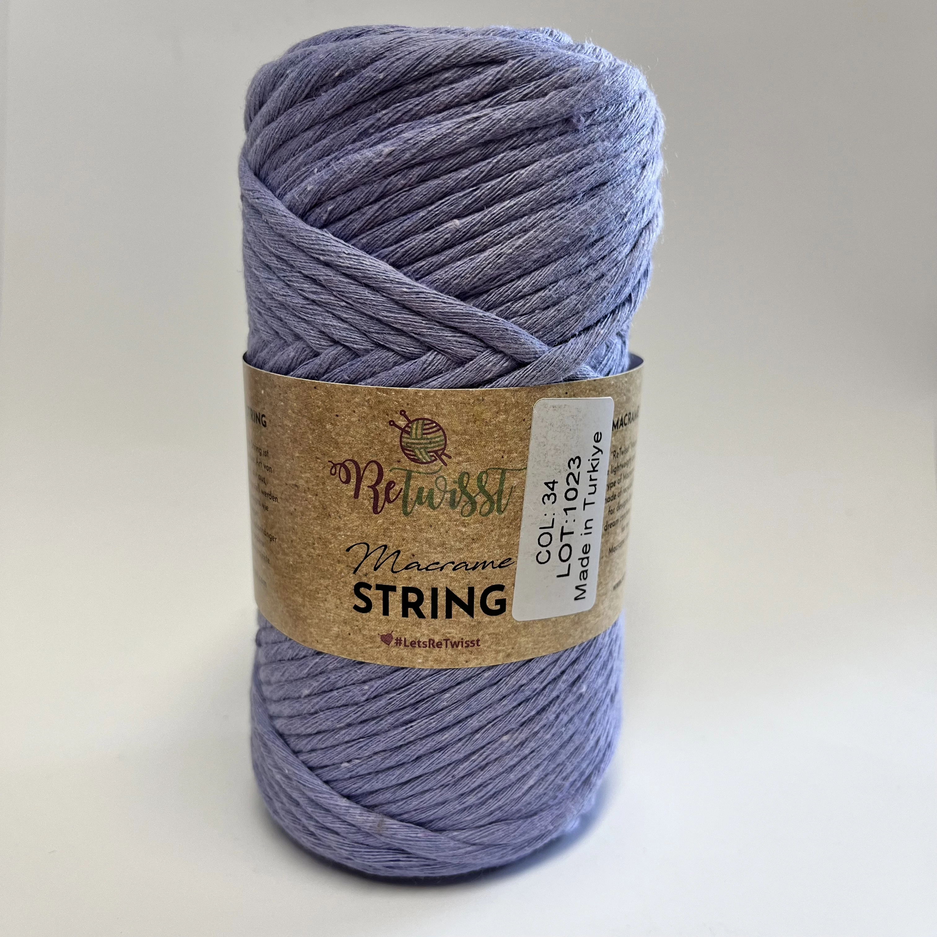 ReTwisst String - makraméfonal 3 mm -deep lilac