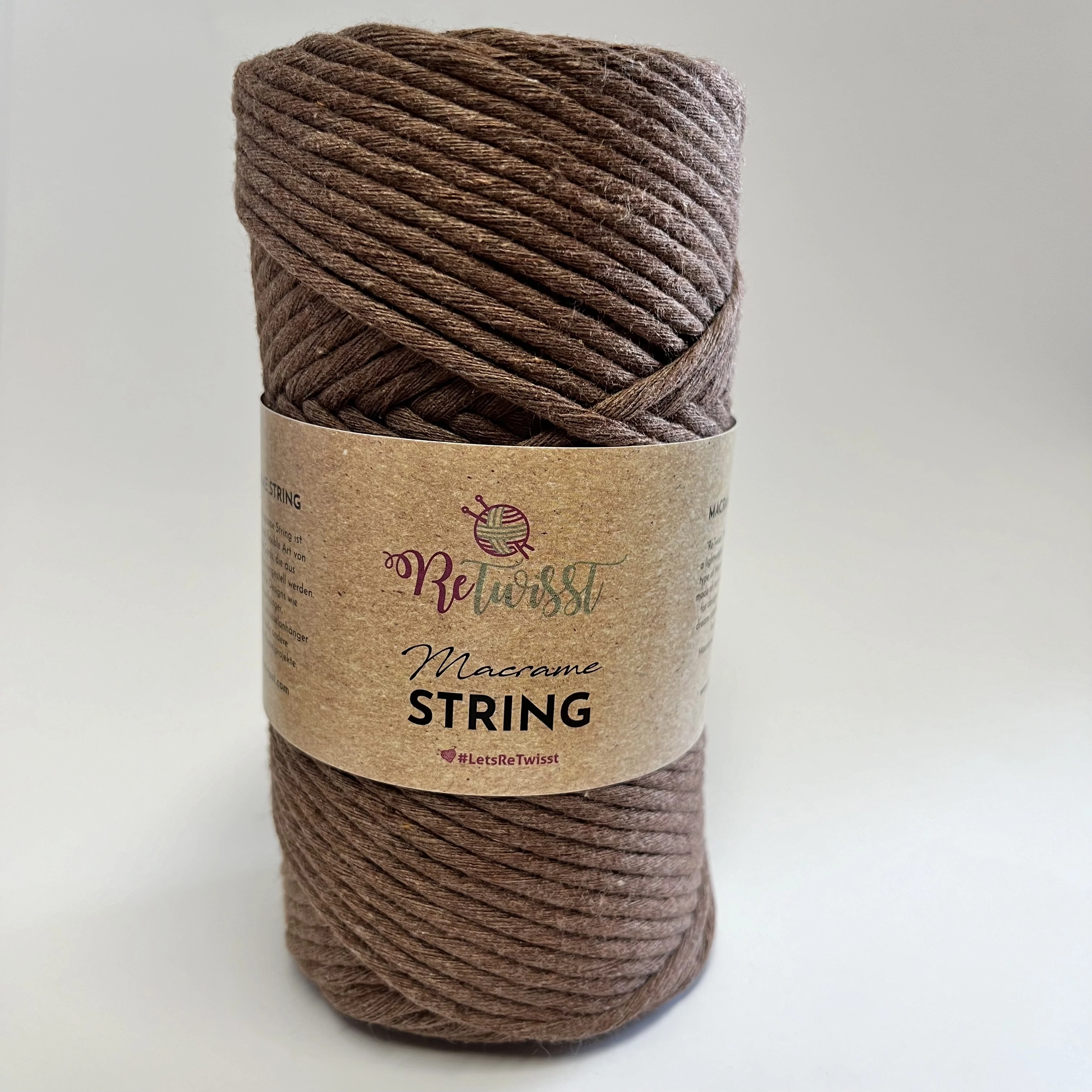 ReTwisst String - makraméfonal 3 mm - barna