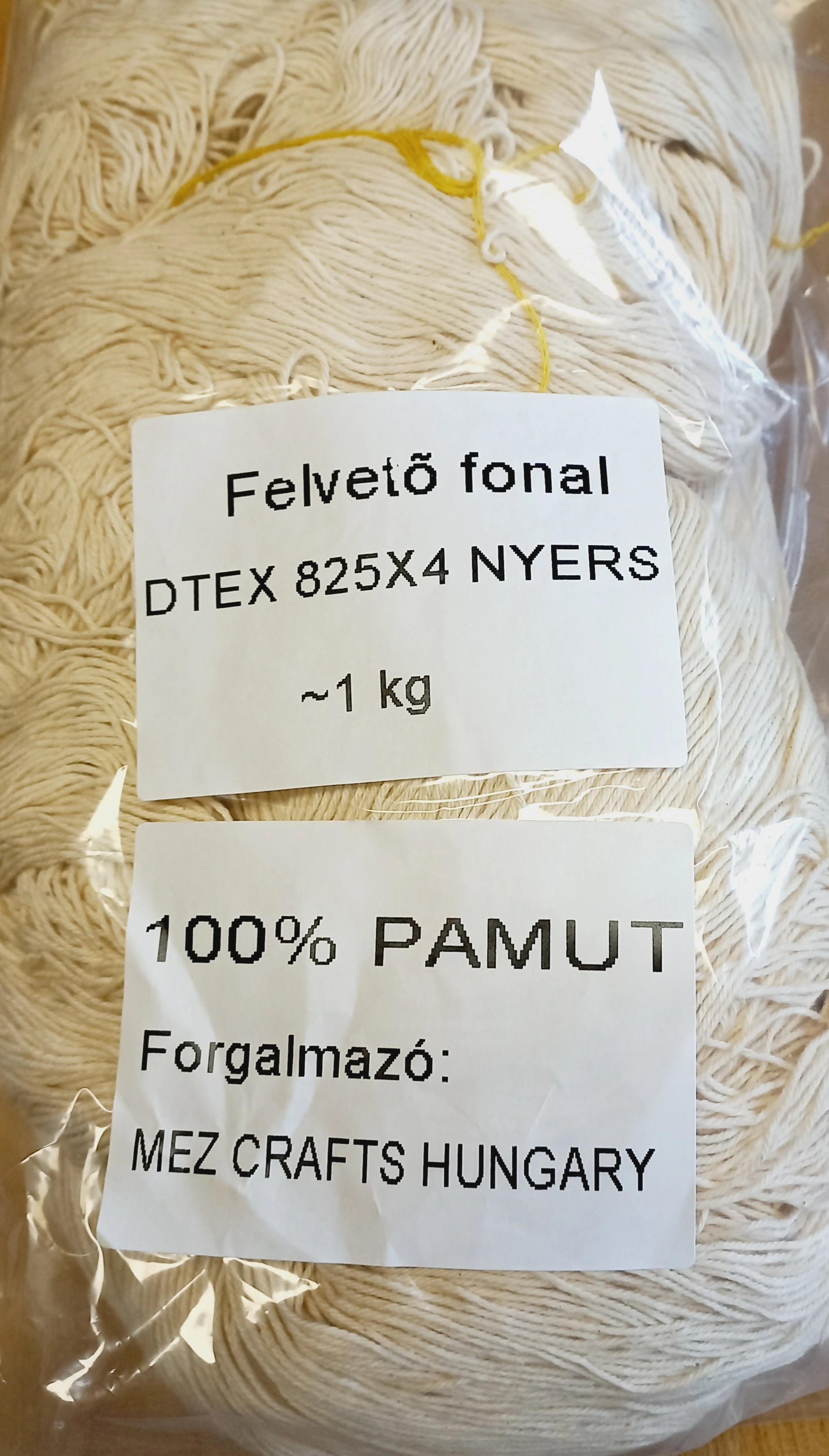 Natúr, kezeletlen 100% pamut fonal, felvető fonal 1 kg